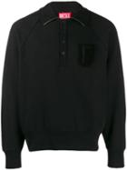 Diesel Red Tag Patch Polo Sweater - Black