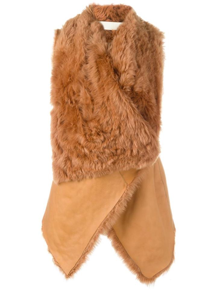 Drome Wrap Waistcoat, Women's, Size: Large, Yellow/orange, Leather/lamb Fur