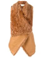 Drome Wrap Waistcoat, Women's, Size: Large, Yellow/orange, Leather/lamb Fur