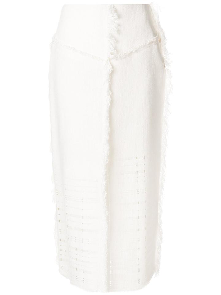 Pringle Of Scotland Frayed Midi Skirt - White