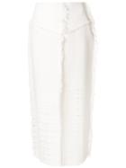 Pringle Of Scotland Frayed Midi Skirt - White