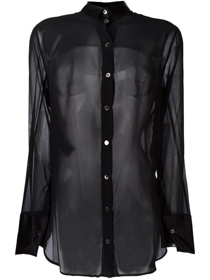 Ann Demeulemeester Semi Sheer Shirt, Women's, Size: 40, Black, Silk