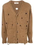 Maison Flaneur Distressed Longsleeved Cardigan - Brown