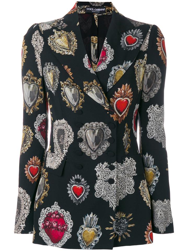 Dolce & Gabbana Sacred Heart Print Fitted Jacket - Black
