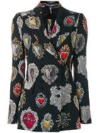 Dolce & Gabbana Sacred Heart Print Fitted Jacket - Black