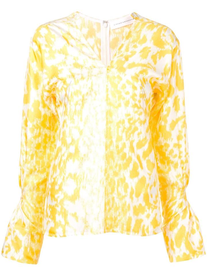 Victoria Beckham Leopard Print Blouse - Yellow