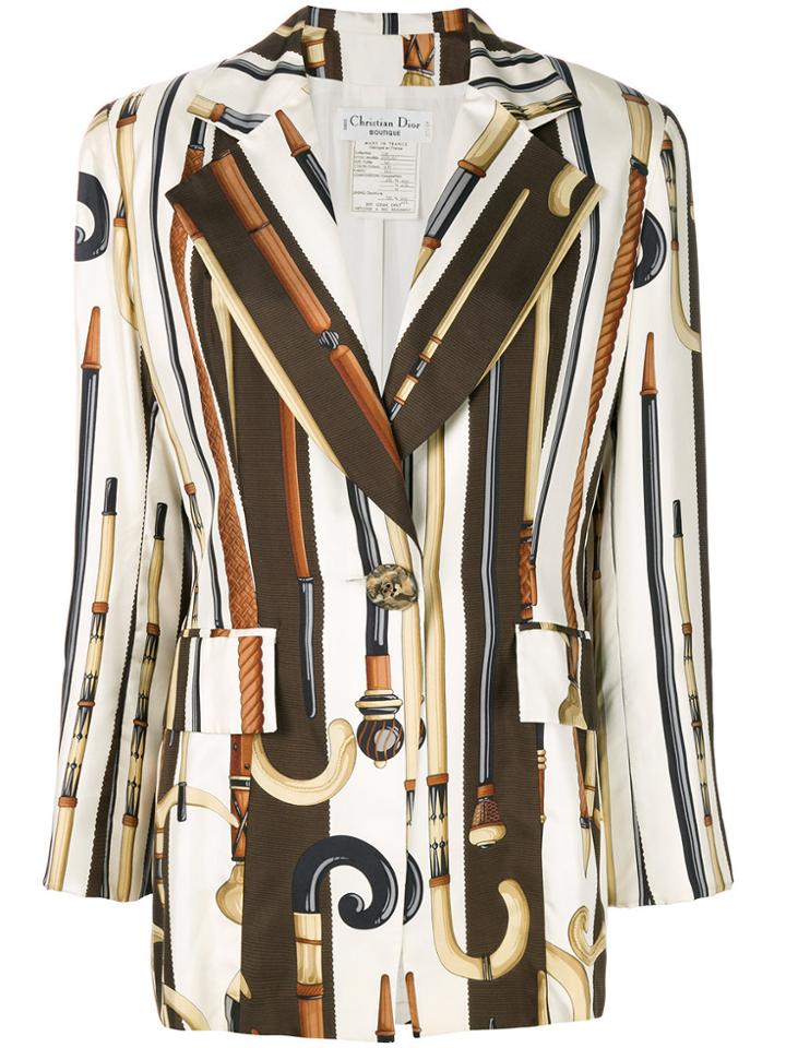 Christian Dior Vintage Walking Sticks Printed Jacket - Nude & Neutrals
