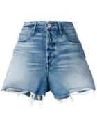 3x1 Frayed Edges Denim Shorts - Blue