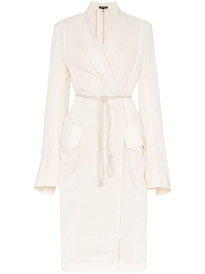 Ann Demeulemeester Loose Fit Tie Waist Mid-length Trench Coat -