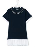Monnalisa - Crystal Embellished T-shirt - Kids - Cotton/elastodiene/polyester - 10 Yrs, Blue
