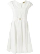 Fay Belted Swing Dress, Women's, Size: 46, White, Cotton/spandex/elastane