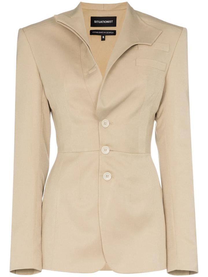 Situationist Mandarin Lapel Blazer - Neutrals