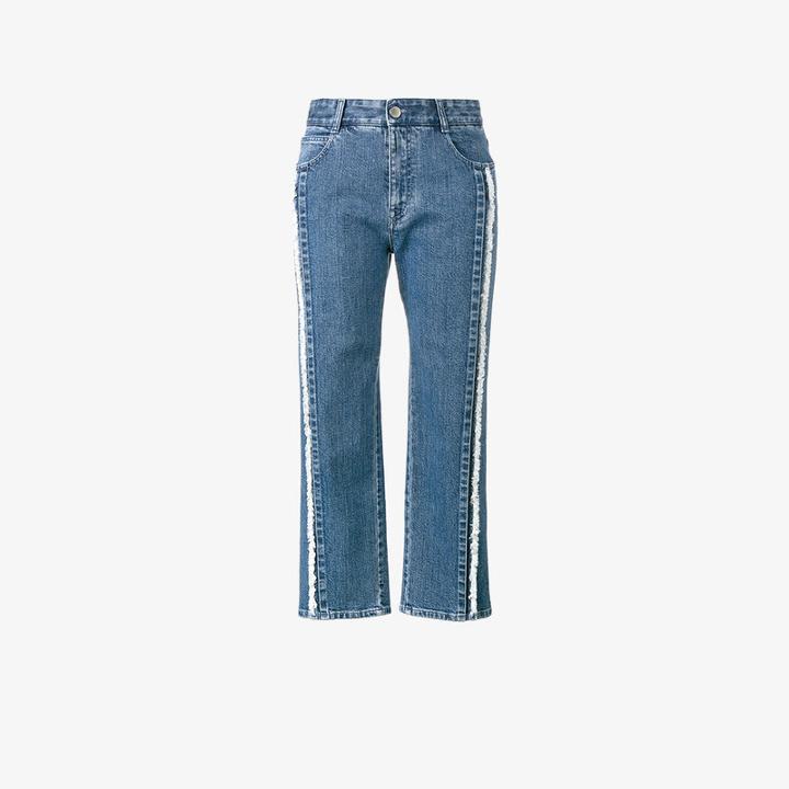 Stella Mccartney Frayed Cropped Jeans, Women's, Size: 28, Blue, Cotton/spandex/elastane