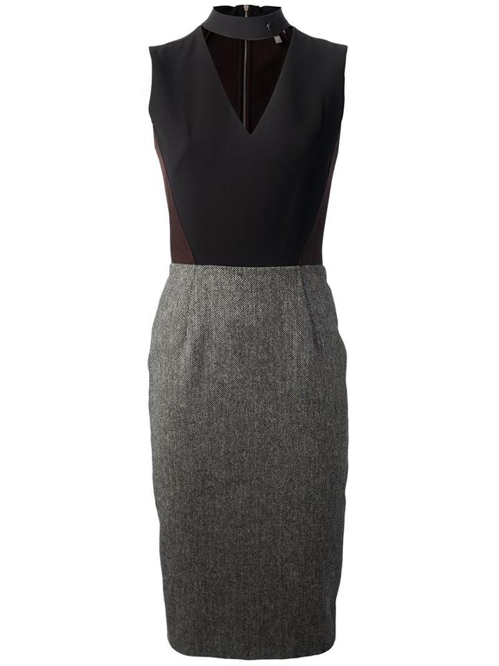 Victoria Beckham Sleeveless Dress, Women's, Size: 12, Black, Silk/wool/nylon/cotton