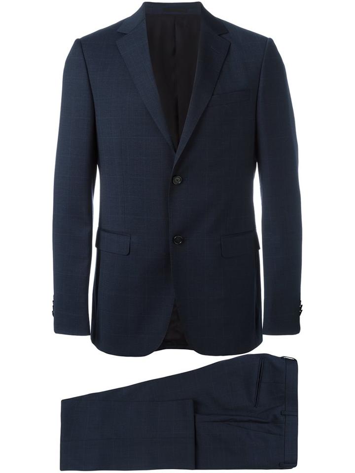 Z Zegna Tonal Check Suit, Men's, Size: 50, Blue, Cupro/wool