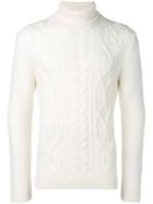 Tagliatore Cable Knit Turtleneck Jumper - White