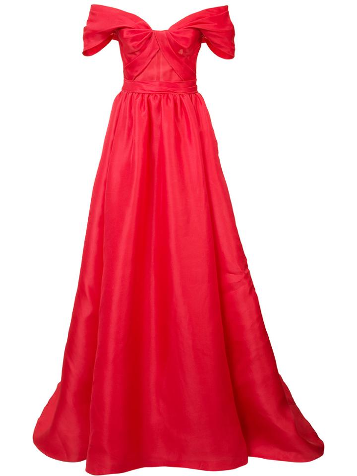 Marchesa Off-shoulder Dress - Red
