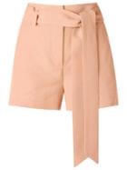 Giuliana Romanno Tie Fastening Shorts, Women's, Size: 38, Yellow/orange, Viscose/linen/flax/polyester