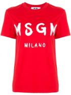 Msgm Printed Logo T-shirt - Red