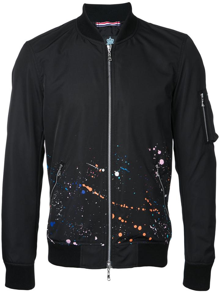 Guild Prime - Paint Splatter Bomber Jacket - Men - Polyester - 2, Black, Polyester