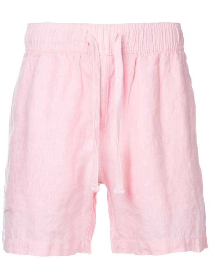 Venroy - Drawstring Deck Shorts - Men - Linen/flax - Xl, Pink/purple, Linen/flax