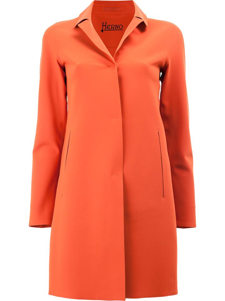 Herno Concealed Fastening Coat - Yellow & Orange