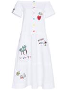 Mira Mikati Off The Shoulder Midi Dress With Patches - White