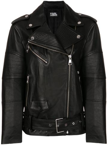 Karl Lagerfeld Oversized Biker Jacket - Black