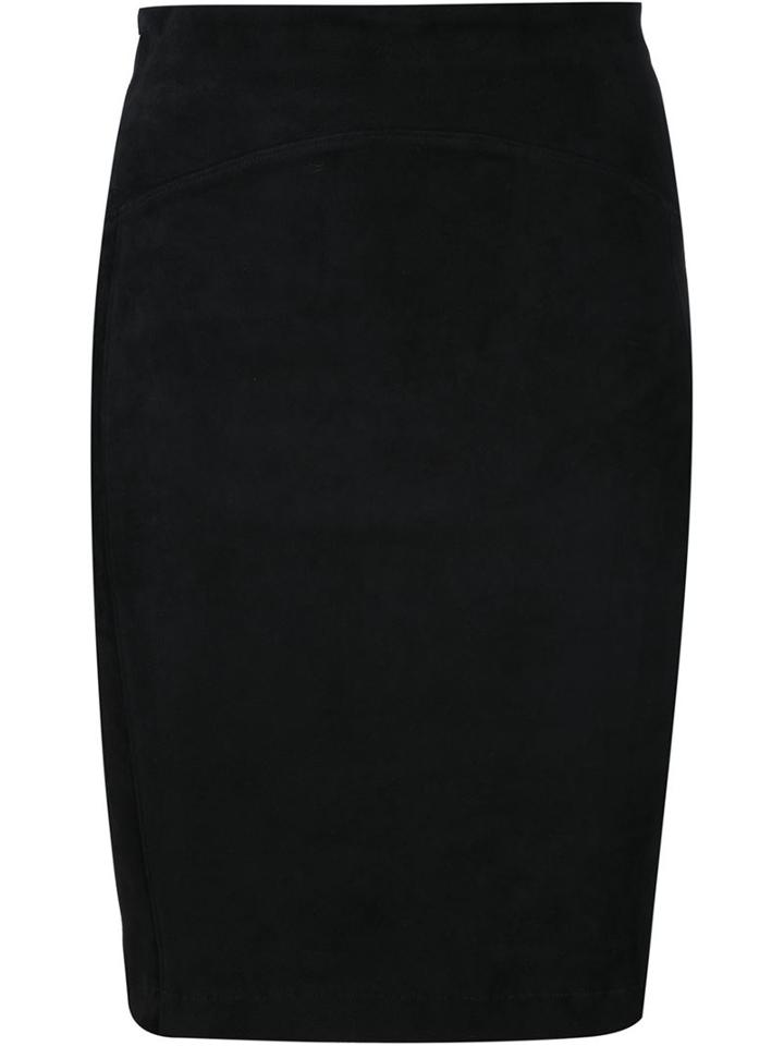 Getting Back To Square One Suede Pencil Skirt, Women's, Size: S, Black, Spandex/elastane/lamb Skin