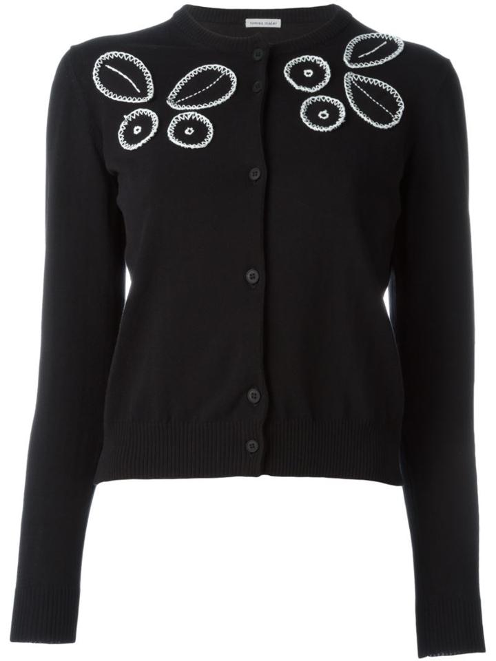 Tomas Maier Embroidered Detail Cardigan, Women's, Size: 2, Black, Cotton