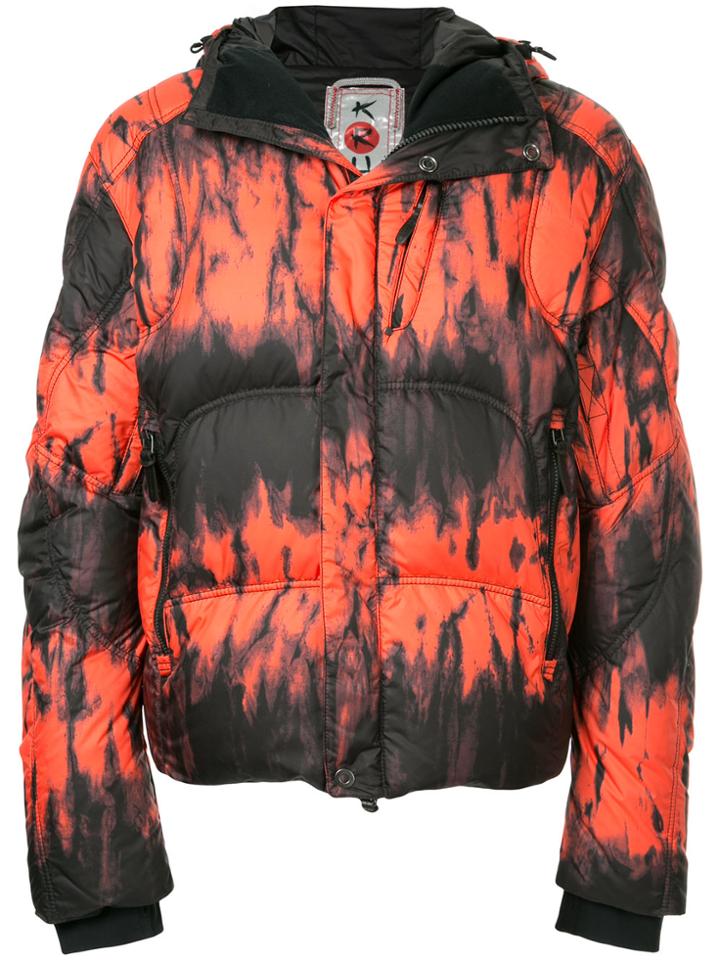 Kru Hooded Puffer Jacket - Yellow & Orange
