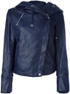 Twin-set Hooded Biker Jacket, Women's, Size: Xs, Blue, Viscose/cotton/polyurethane Resin/polyester