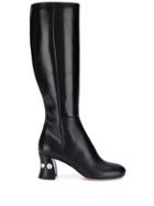 Miu Miu Crystal Embellished Knee-length Boots - Black