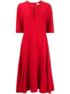 Lanvin Half Sleeve A-line Dress, Women's, Size: 42, Red, Spandex/elastane/acetate/wool