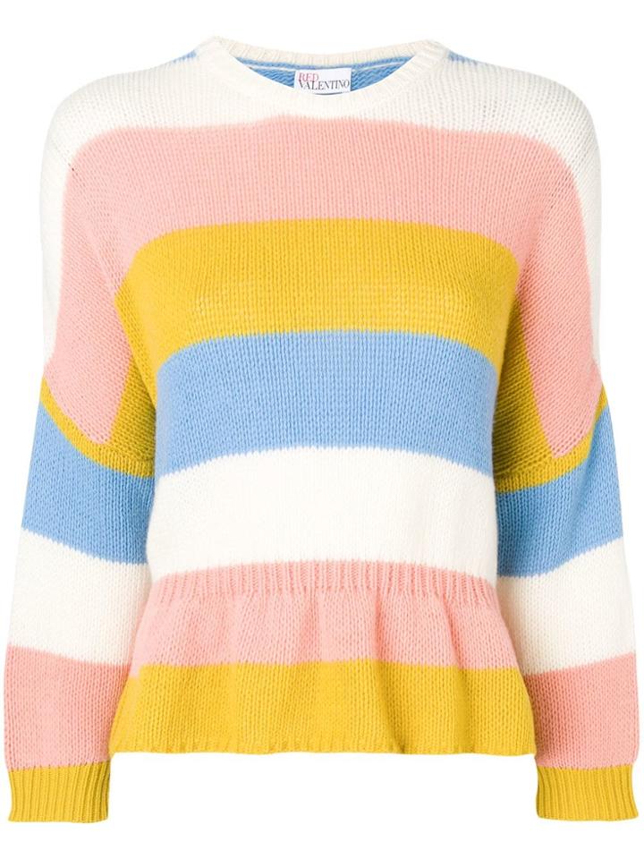 Red Valentino Striped Ruffled Jumper - White