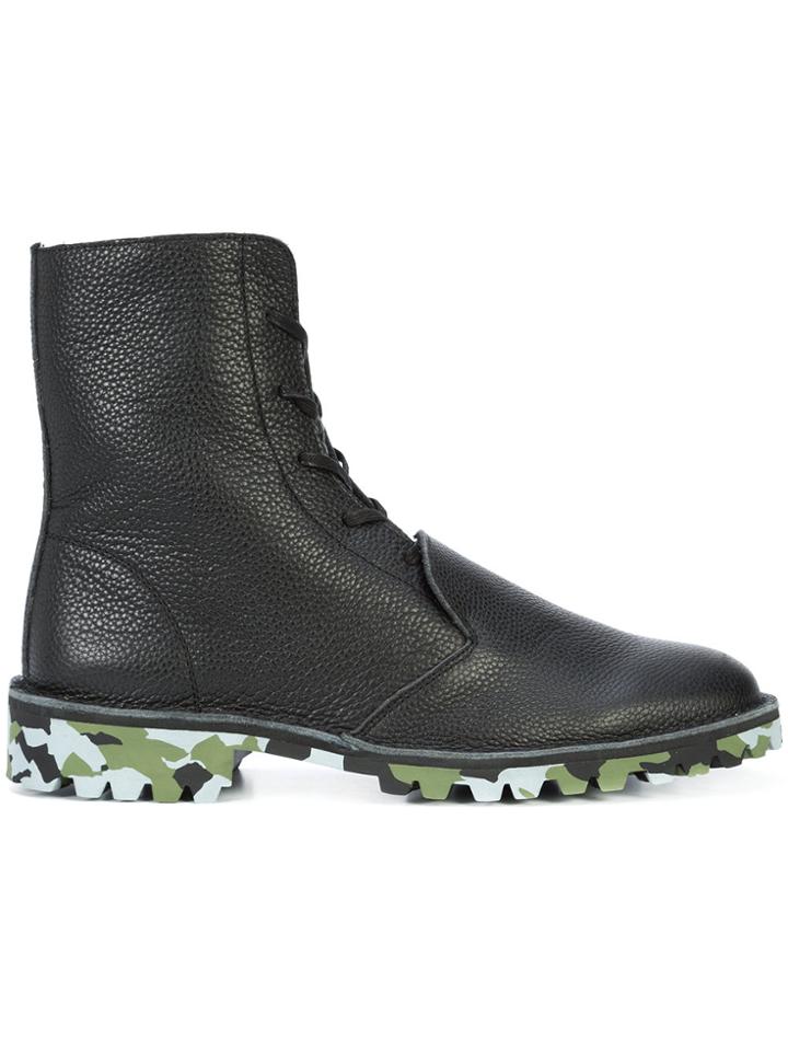Yohji Yamamoto Camouflage Lace Up Boots - Black