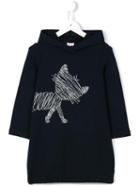 Il Gufo Cat Illustration Hooded Dress, Toddler Girl's, Size: 5 Yrs, Blue