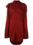 Ann Demeulemeester Pocket Detail Oversized Coat, Women's, Size: Large, Red, Cotton/lyocell