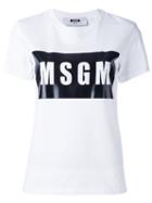 Msgm Logo Print T-shirt, Women's, Size: Large, White, Cotton