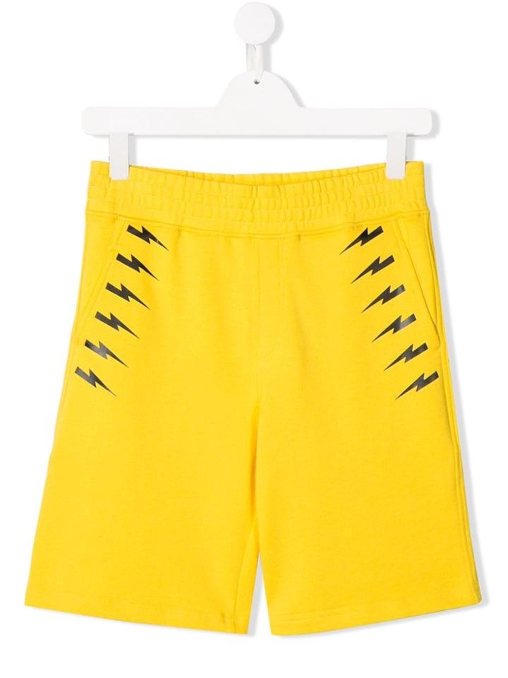 Neil Barrett Kids Teen Lightning Shorts - Yellow