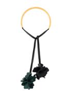 Marni Leather Flower Necklace, Women's, Black