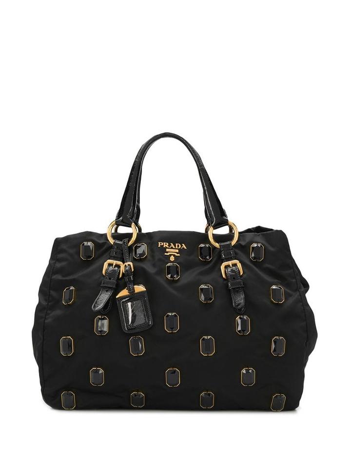 Prada Pre-owned 1990's Rhinestone Embellished Tote - Black