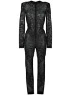 Balmain Arabesque Jacquard Jumpsuit, Women's, Size: 38, Black, Polyamide/spandex/elastane/viscose