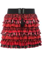Faith Connexion Ruffle Mini Skirt, Women's, Size: Medium, Red, Cotton/polyester/silk