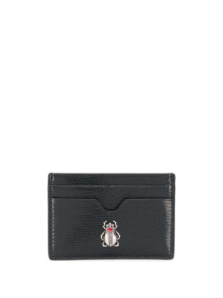 Alexander Mcqueen Embellished Beetle Cardholder - Black