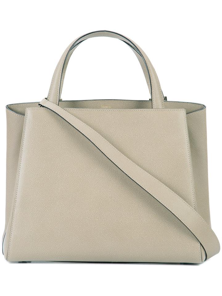 Valextra Square Tote, Women's, Beige, Leather