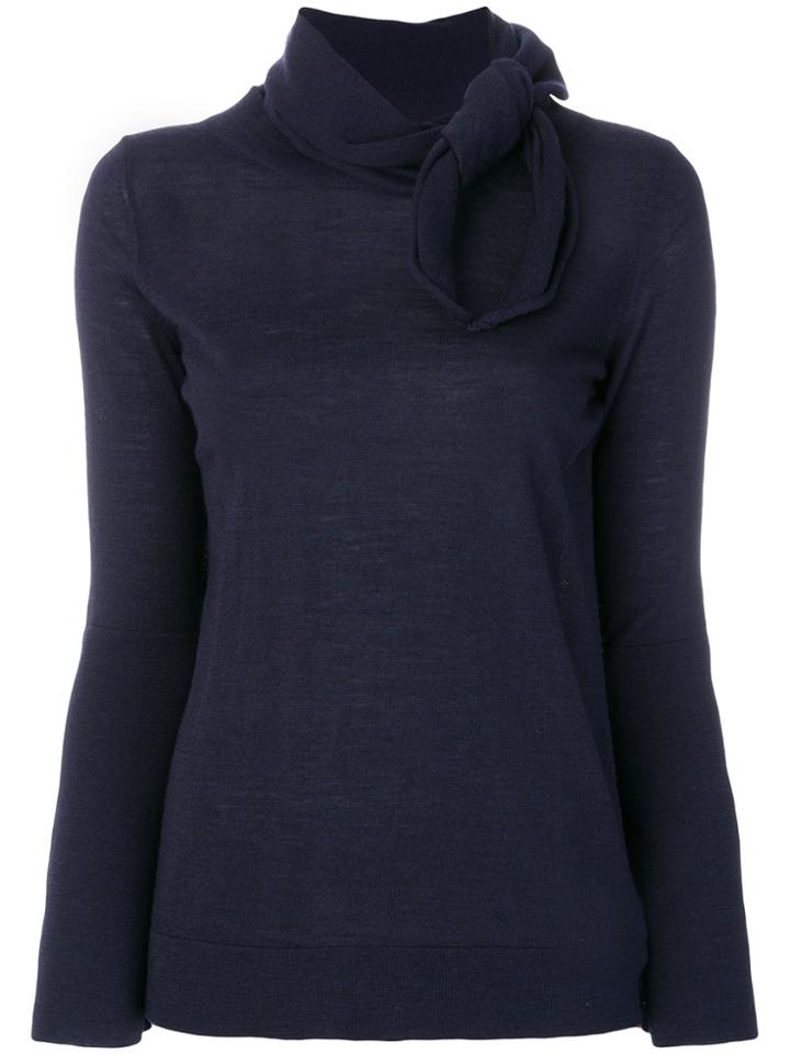 Zanone Tie Detail Knitted Top - Blue