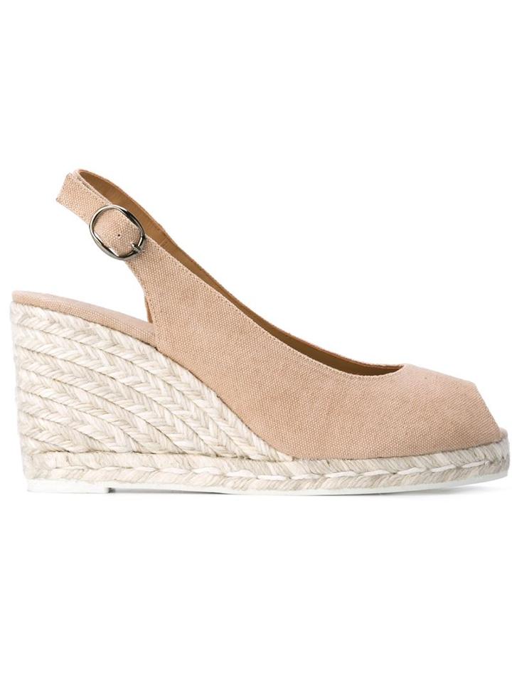 Castañer Beli Wedge Sandals, Women's, Size: 40, Nude/neutrals, Leather/cotton/rubber
