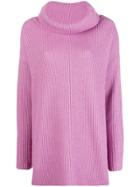 Blugirl Ribbed Turtleneck Sweater - Pink & Purple