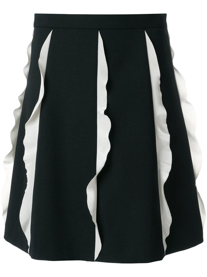 Red Valentino Frill Striped Skirt - Black